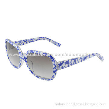 Floral acetate sunglasses with blue and white porcelain, Chinese style